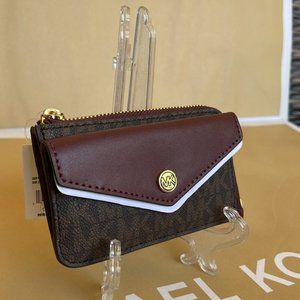 Michael Kors Jet Set Travel Small Corner Zip Card Holder Merlot